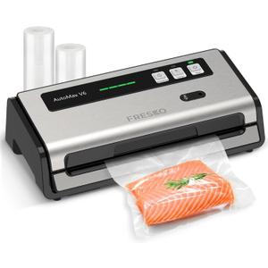 FRESKO Professional Vacuum Sealer V6 with Built-in Bag Roll Storage & Cutter, 2 Rolls Bags Included