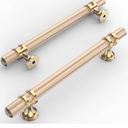 Amerdeco 10 Pack Knurled Gold Cabinet Pulls 5 Inch Hole Center Brushed Brass Kitchen Cabinet Handles for Drawer Dresser, Cupboard and Wardrobe ZH0025