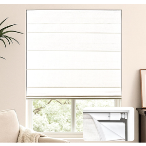 LazBlinds No Drill Cordless Roman Shades for Windows, 34" W x 72" H, White