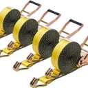 VEVOR Ratchet Straps, 2 in x 30 ft, Heavy Duty Tie Down Straps with Double J Hook, 10,000 lbs Break Strength, Carry Bag, Tie Down Ratcheting for Moving, Trailers, Motorcycles, Kayaks, Car Roof, 4 Pack