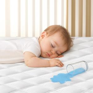 Yoofoss Waterproof Crib Mattress Protector, Quilted Crib Mattress Pad Cover Ultra Soft and Breathable, Machine Washable Toddler Mattress Protector for Standard Baby Crib Size 52''x28'' (Crib-28x52 Inch (Pack of 1), White)