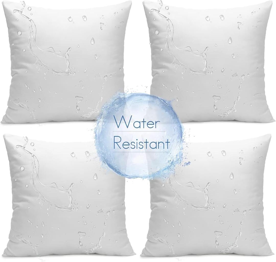 Ashler Outdoor Pillows, 18 x 18 Pillow Inserts Set of 4, Waterproof Throw Pillow Inserts Hypoallergenic for Patio, Water Resistant Indoor Outdoor Decorative