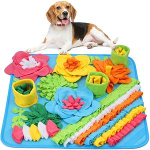 ORIA Snuffle Mat for Dogs, 20x20'' Interactive Dog Puzzle Toy, Non-Slip Treat Feeding Mat for Boredom, Slow Eating, Keep Busy, Pet Foraging Mat for Small Medium Large Dogs Cats Rabbits (Blue)