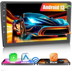 Hikity 8 Core 4+64GB Android 13 Double Din Car Stereo Wireless Carplay, 9 Inch Touchscreen Android Auto Car Radio Receiver Support GPS Navigation Bluetooth FM DSP Split Screen 59UI