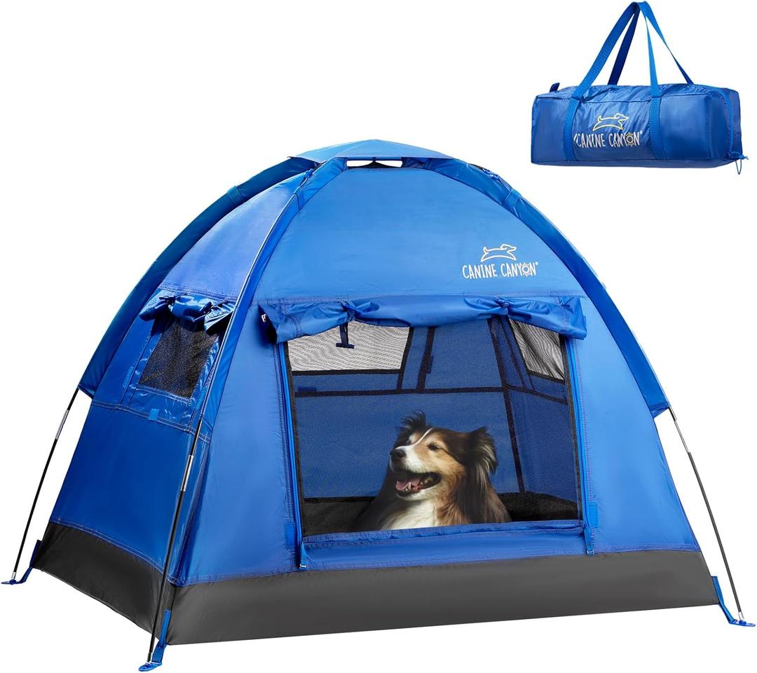 Luna Portable Dog Tent, Indoor/Outdoor Dog House for Camping, Waterproof Cat and Dog Tents with Zippered Door and Mesh Windows for Airflow and Ventilation for Beach, Backyard