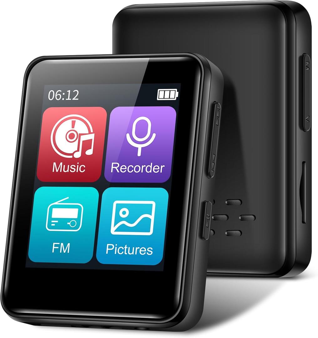 MP3 Music Player 32GB with Bluetooth, Portable Mini Music Player with 1.8 inch Screen, Speakers, FM Radio, Recorder, Up to 512GB, Black