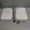 DAVIDOK C-Shaped Sofa End Table, Adjustable Height Couch Side Table with Device Slot, White Color with Black Metal Stand, Couch Table for Living Room, Bedroom