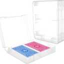 4 PCS Plastic Playing Cards Boxes, Snaps Closed Empty Plastic Storage Box, 2 Decks Playing Card Case, Playing card Storage Clear Business Trading Card Case for 3.4x2.2inches Cards