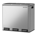 SONGMICS Trash Can, 3 x 4.8 Gallon Garbage Can, 14.4 Gallon Recycle Bin with Soft-Close Lids, Pedals, and Inner Buckets for Kitchen, Stainless Steel, Silver and Black ULTB54NL