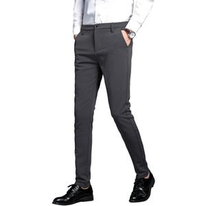 Plaid&Plain Men's Stretch Dress Pants Slim Fit Skinny Suit Pants (38W x 34L, Charcoal)
