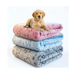 Dog Blankets for Dogs, 12 Pack Dog Blanket Washable 22" x 13", Fuzzy Soft Pet Mat Throw Cover for Kennel Crate Bed, Cute Paw Pattern, Cat Blanket, Blankets for Dogs, Pet Blanket