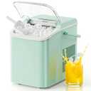 NEWBULIG Ice Makers Countertop with Handle, Portable Ice Machine, 9 Bullet Ice Cubes in 6 Mins, 26lbs in 24Hrs, Auto-Cleaning, with Basket and Scoop, for Home, Kitchen, RV, Camping, Green