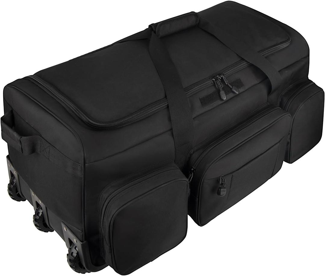 120L 3 Wheel Tactical Rolling Duffle Bag, Heavy Duty Military Deployment Luggage, 900D Waterproof Duffel for Camping Travel Outdoor Sports, 30x16x12 Inches
