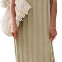 Fisoew Women Summer Sleeveless Maxi Dress Scoop Neck Ribbed Knit Tank Dress | Maternity, Sweater Dress, Cozy Fabric, Loose Fit, Long Dress, Round Neck, Going Out, Pregnancy (Brown)