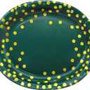 30Pcs Green Gold Oval Paper Plates 10" X 12" Large Disposable Dinner Plates for World Cup Birthday Wedding Engagement