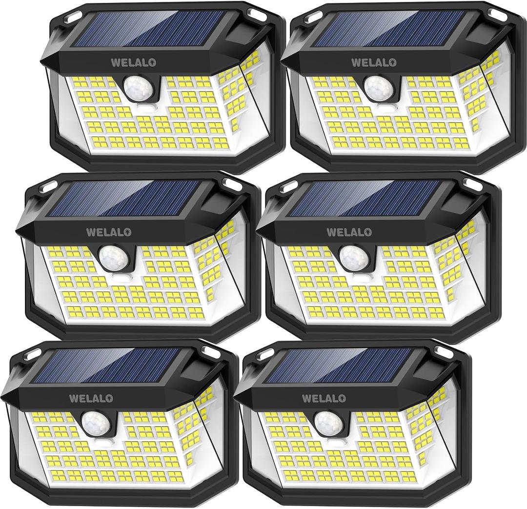 WELALO Solar Motion Lights Outdoor (6 Pack, Black)