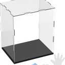 1-Pack Acrylic Display Case, 7.9x5.9x9.8 Inch/20x15x25cm Acrylic Clear Display Case Box with Black Wooden Base for Collectibles, Dustproof Showcase [Black, Clear]