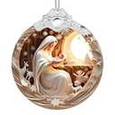 Christmas Ornaments 2025 Faux Stained Glass Effect, Christmas Tree Ornaments Dated, Acrylic Suncatcher Gifts Exchange, Unique Suncatcher Xmas Stocking Stuffers for Women, Men (Moonlit Nativity)