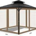 Gazebo Universal Replacement Mosquito Netting, 10'x10' Gazebo Netting Outdoor, 4-Panel Screen Walls for Outdoor Patio with Zipper (Mosquito Net Only) (Brown)