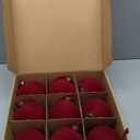 9 PCS Christmas Velvet Balls Flocked Xmas Tree Ball Ornaments Christmas Large Ball Set Xmas Tree Hanging Decoration 4 Inch, 6 Inch (Red, 4inch)