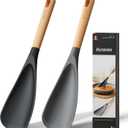 Astercook Cooking Spoon, Nonstick Safe Silicone Spatula with Long Wooden Handles, Heat Resistant, BPA-Free, Built-in Spoon Rest, 2 Pack Spatula Spoon for Stirring, Scooping, Scraping and Serving