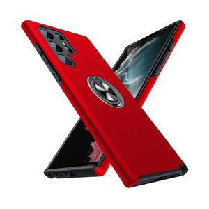 JAME for Samsung Galaxy S22 Ultra Case, Slim Soft Bumper Protective Case for Samsung S22 Ultra Cover, with Invisible Ring Holder Kickstand for Galaxy S22 Ultra Case, Red