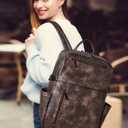 Leather Laptop Backpack for Women, 15.6 Inch Laptop Travel Backpack Purse Large Capacity Computer Bag, Casual Daypack Nurse Bag College Bookbag for School, Coffee