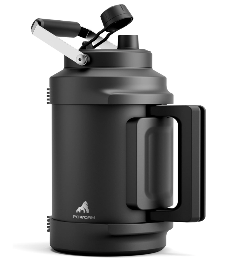1 Gallon Insulated Water Bottle for Travel: 2-in-1 Straw Spout Lid, Dual Handle, Leakproof, Keep Cold 48H, 128oz Stainless Steel Water Jug for Gym, Biking, Road Trip, Work, Home, Picnic (Midnight)