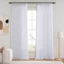 Pinch Pleated Memory Trained Shaped 104 Inches Extra Long White Linen Curtains for Living Room, Light Filtering Non See Through Drapes for Dining Room Bedroom Curtain Panels Back Tab Top 8-2/3 FT