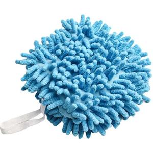 Chenille Hand Towel Hanging Ball Super Absorbent Quick-Drying Soft Fuzzy Ball for Bathroom Kitchen Office Car Drying Hands Thickened Round Microfiber Towel Grey Blue White 17x17cm 2 Pack (Blue)