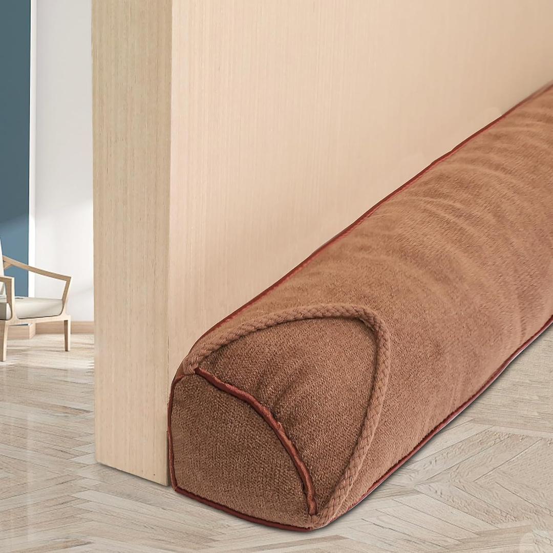 Triangle Under Door Draft Stopper 36 Inch Weighted Draft Blocker Bottom Seal Noise Air Guard for Doors and Windows, Brown