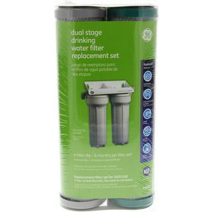 GE SmartWater FXSVC Under Sink Water Filter, Replacement for Water Filtration System, Twice-Filtered Water, Reduces Sediment & Other Impurities from Water, Replace Every 6 Months, 2 Filters (2 Count (Pack of 1))