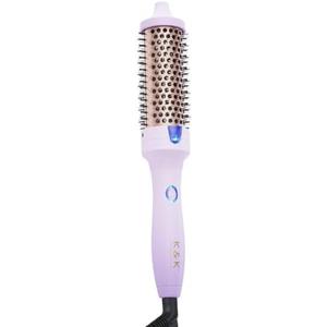 K&K 1.5 inch Volumizing Brush Heated Curling Ceramic Tourmaline Ionic Curling Iron Quick Heating Makes Hair Silky Smooth Dual Voltage Travel-Friendly Straightening Round Design (Purple, 1.5 Inch)