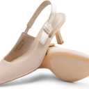 DREAM PAIRS Women's Kitten Heels Slingback Closed Toe Low Pumps Dress Bridal Elegant Wedding Casual Shoes, 7.5