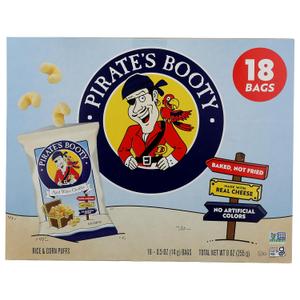 PIRATE BRANDS Aged White Cheddar Rice & Corn Puffs 18pk, 9 OZ , BBD - 01/26/2026