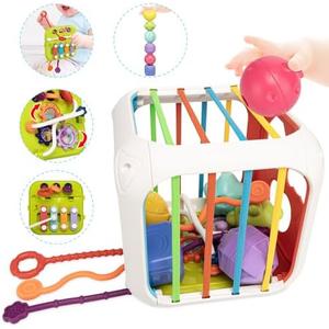Aprilwolf Montessori Toys for Toddlers, 7-in-1 Activity Cube, Shape Sorter Toy| Baby Developmental Learning Toys| First Birthday Gifts Missing Parts