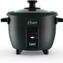 Oster 6-Cup Rice Cooker with Steamer Tray, Electric Rice Maker, Automatic Keep Warm, Nonstick Inner Pot, Black