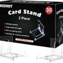 30Pack 2Piece Card Display Stands  baseball card stand, Small Stand for Card Holder, Card Stand, Transparent Display Stand for Magnetic Card Case, Showcase Top Loaders,Hard Sleevse Display Stand