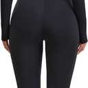 AEEZO Womens Fleece Lined Scoop Neck Long Sleeve Jumpsuit Thermal Sexy Tummy Control Ski Snow One Piece Bodycon Playsuit (Black, M)