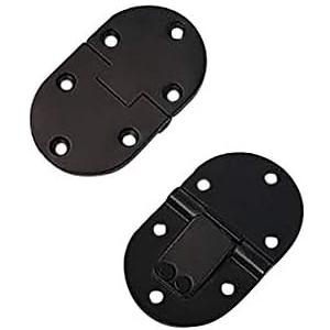 QCAA Solid Brass Butler Tray, Folding Table Hinge, 2-1/2" x 1-1/2" x 3.0 mm, Matte Black, 2 Pack, Made in Taiwan