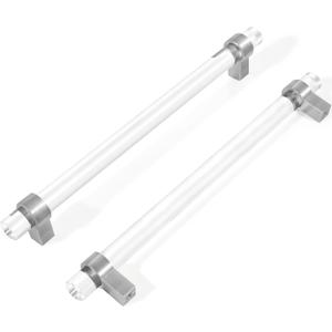 Crystal Glass Drawer Pulls 7-1/2 Inch, Brushed Nickel Cabinet Pulls Clear Cabinet Handles (192mm, 10 Pack)