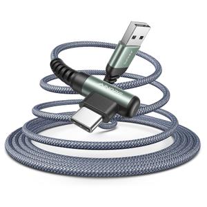 16.5FT USB C Fast Charging Cable 3.1A Fast Charge, Right Angle AINOPE USB C Charging Cable, Durable Nylon Braided USB Type C Cable Compatible Galaxy S20 S10 S9 S8 Plus, V30,V20,G6?Samsung Fast Charger (Grey)