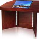 Pyle Foldable Desktop Lectern Podium Stand-Portable Folding Tabletop Desk Teacher Speaker Lecture Classroom Presentation Stand, Laptop Computer Book Holder-Pyle PLCTND41