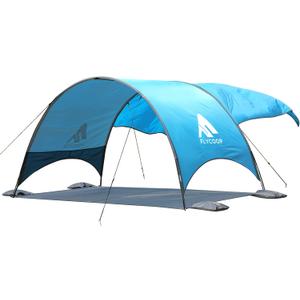 2026 Upgraded Beach Umbrella Canopy with UPF 50+ UV Protection Portable Beach Tent for Sun, 360 Ventilation, 4 Sandbags, Dual Pockets, Stakes & Ropes (90.5 * 59 * 53"+75 * 75" Sail)
