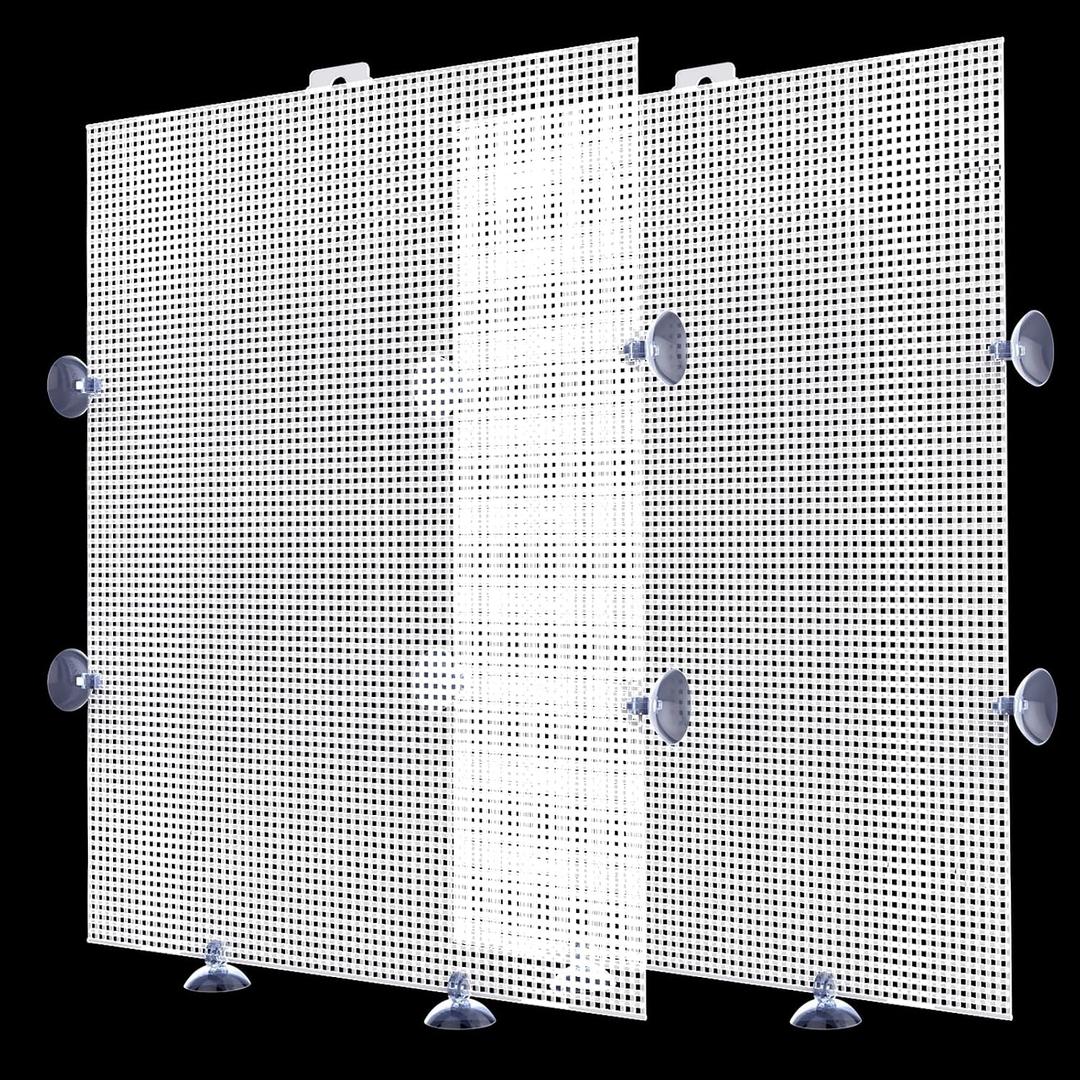 2 Pack Fish Tank Divider, Plastic Grid Cuttable Grid Plate Fish Separator with 12 Suction Cups DIY Designed Clear Easy to Bent 17 * 13in