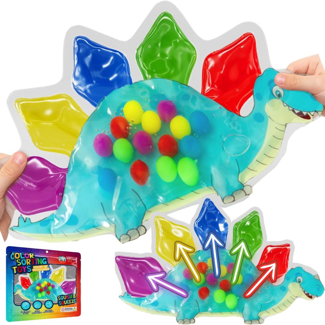 2 x Dinosaur Sensory Toys for Toddlers 3-5 Travel Toys Color Sorting Matching Activities Preschool Toddler Car Activities Quiet Calm Down Sensory Toy Gift Ready Fine Motor Toy for Toddlers Ages 3 4 5