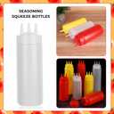 beyonday 3pcs Seasoning Squeeze Bottles, 3 Hole Ketchup Mustard Dressing Squeeze Squirt Bottles, Salad Sauce Condiment Cream Squeeze Bottles for Kitchen Restaurant Bakery(24oz, White)