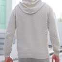 Mens Hooded Sweatshirt Casual Long Sleeve Drawstring Solid Knitted Hoodie Pullover Sweater (L)