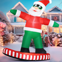 JOIEDOMI 6FT Tall Christmas Inflatables Outdoor Decorations, Inflatable Snowboarding Santa, Blow Up Yard Decoration with Build-in LED for Xmas Party Outdoor, Yard, Garden, Lawn Decor