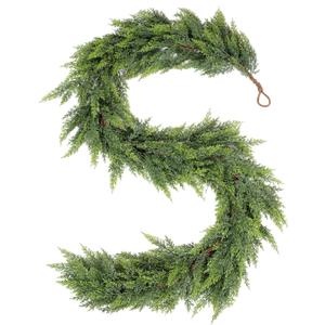WBHome Real Touch Juniper Garland for Christmas Holiday Seasonal Outdoor/Indoor Home Decor, 6FT Long
